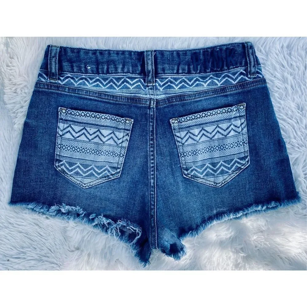 Victoria’s Secret Pink SZ 4 Cheeky High-Rise Denim Factory Distressed Sh… - Picture 7 of 11